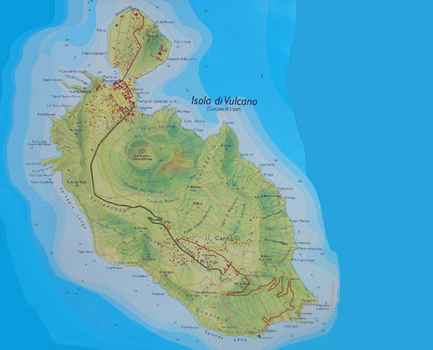 Mapa ostrova Vulcano