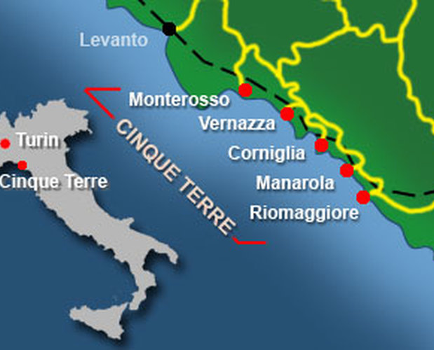 Mapa - Národní park CinqueTerre (UNESCO)