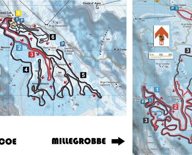 Skimapa běžky Passo Coe - Millegrobe